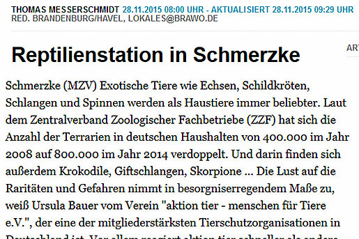 Reptilienstation in Schmerzke, 28.11.2015